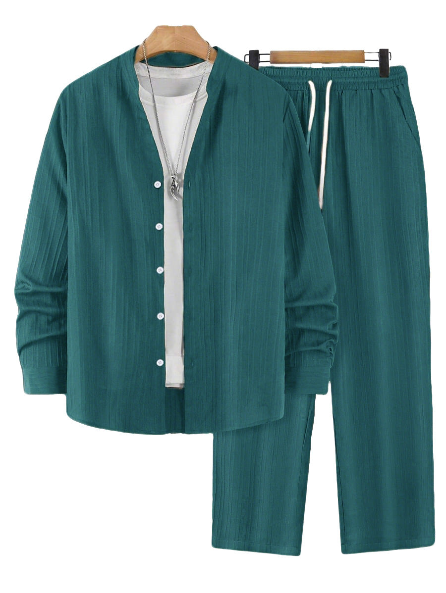 Solid-color Men's Casual Sport Two-piece Set