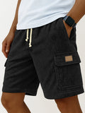 Versatile 3D Bag Mens Drawstring Corduroy Side-Pocket Shorts