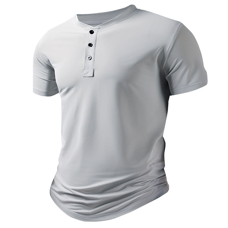 Men's Sports Henley-Neck Short-Sleeve T-Shirt