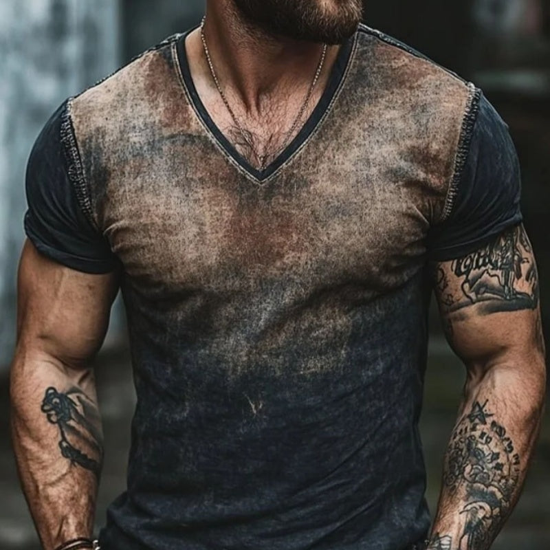 Men's Printed V-Neck Short-Sleeve Breathable V-Neck