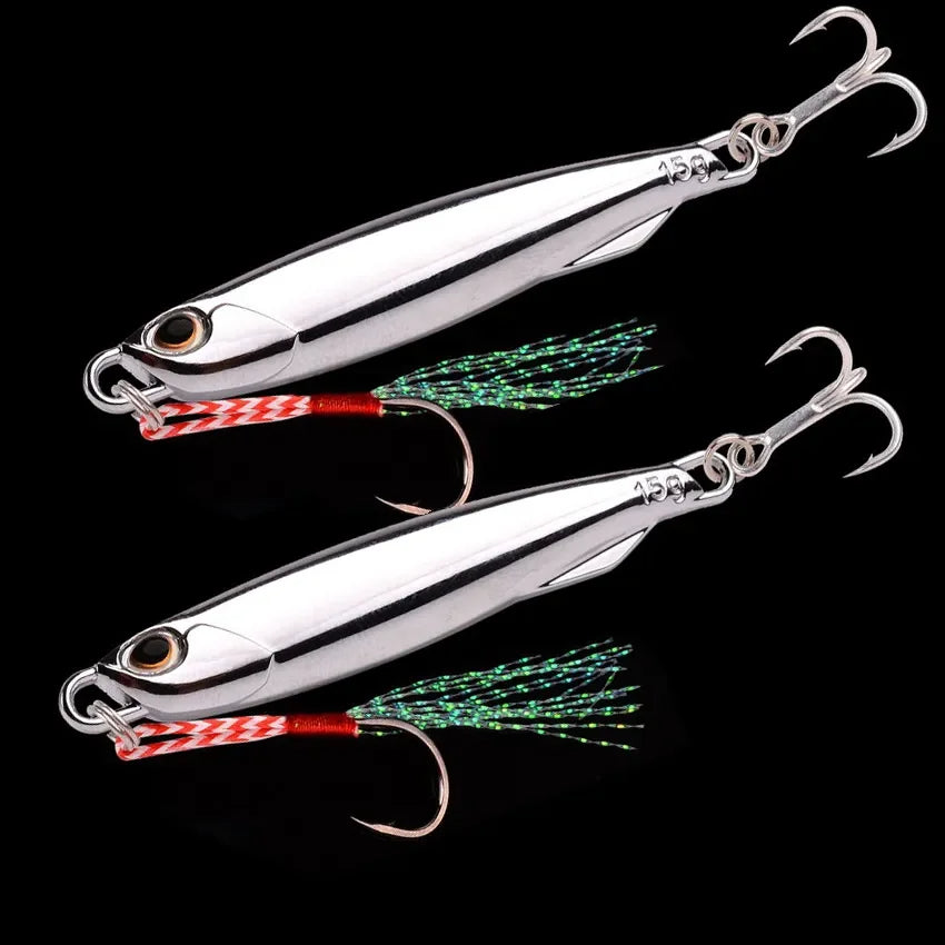 15g Plating Silvery Metal Jig Lure Sea Fishing Bait Fishing Lure Saltwater Bass Tackle