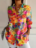 Printed Long-Sleeve Casual Womens Shirt
