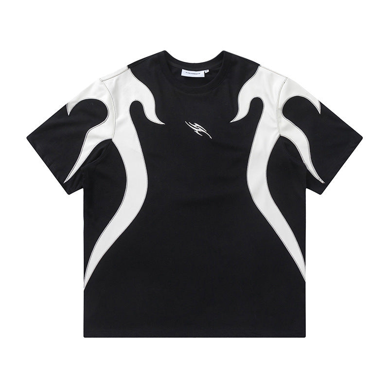 Men's Digital Print Creative Contrasting Color Flame Short-Sleeve T-Shirt