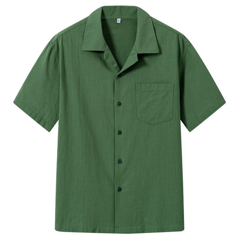 Men's Breathable Bamboo-Loop Cotton Short-Sleeve Shirt
