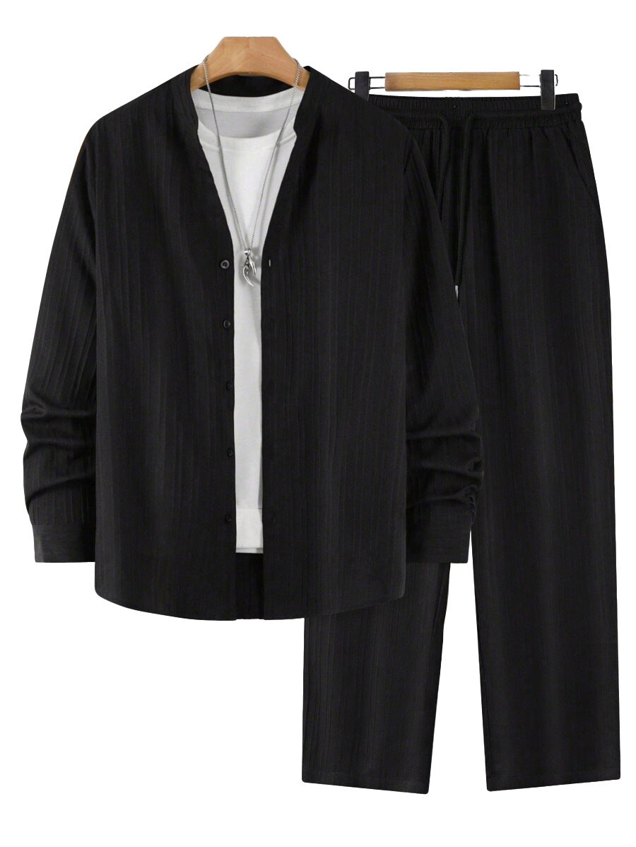 Solid-color Men's Casual Sport Two-piece Set