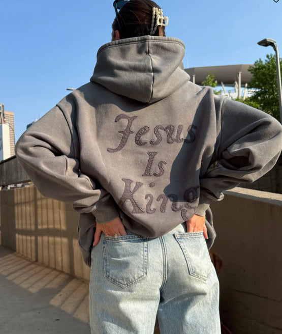 Distressed Washed Hoodie With A Dropped-shoulder, Relaxed Fit