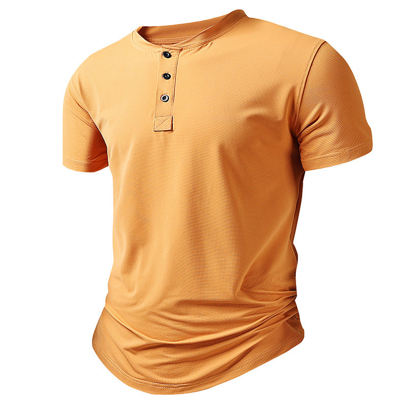 Men's Sports Henley-Neck Short-Sleeve T-Shirt