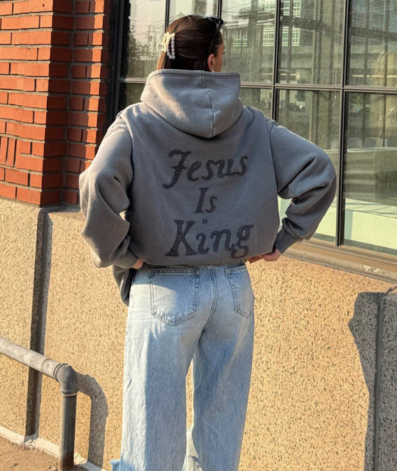 Distressed Washed Hoodie With A Dropped-shoulder, Relaxed Fit