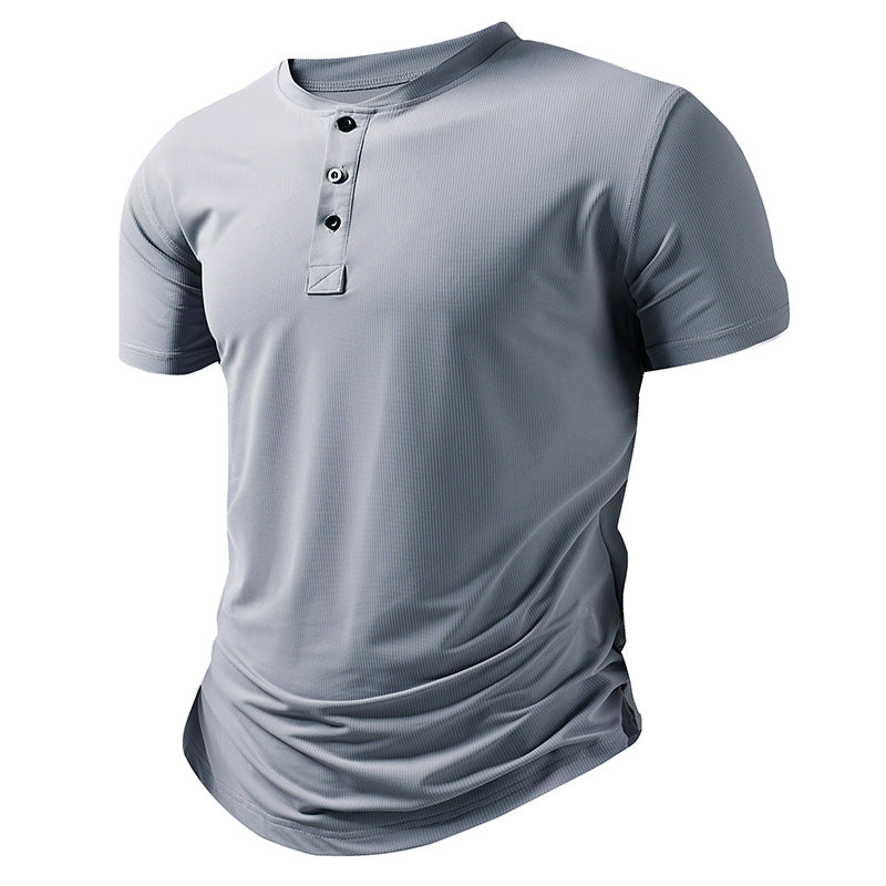 Men's Sports Henley-Neck Short-Sleeve T-Shirt