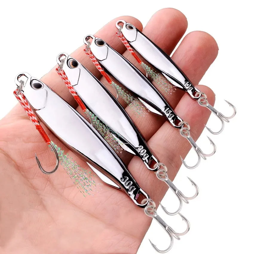 15g Plating Silvery Metal Jig Lure Sea Fishing Bait Fishing Lure Saltwater Bass Tackle