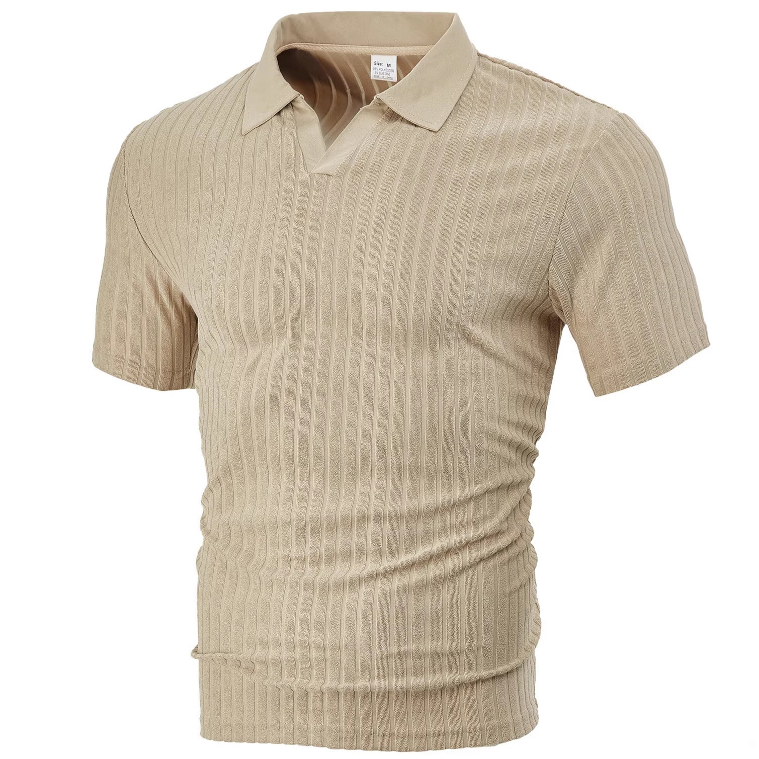 Men's Striped Short-sleeve Shirt With A Turn-down Collar