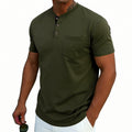 Men's Henley-neck Button-up Short-sleeve T-shirt