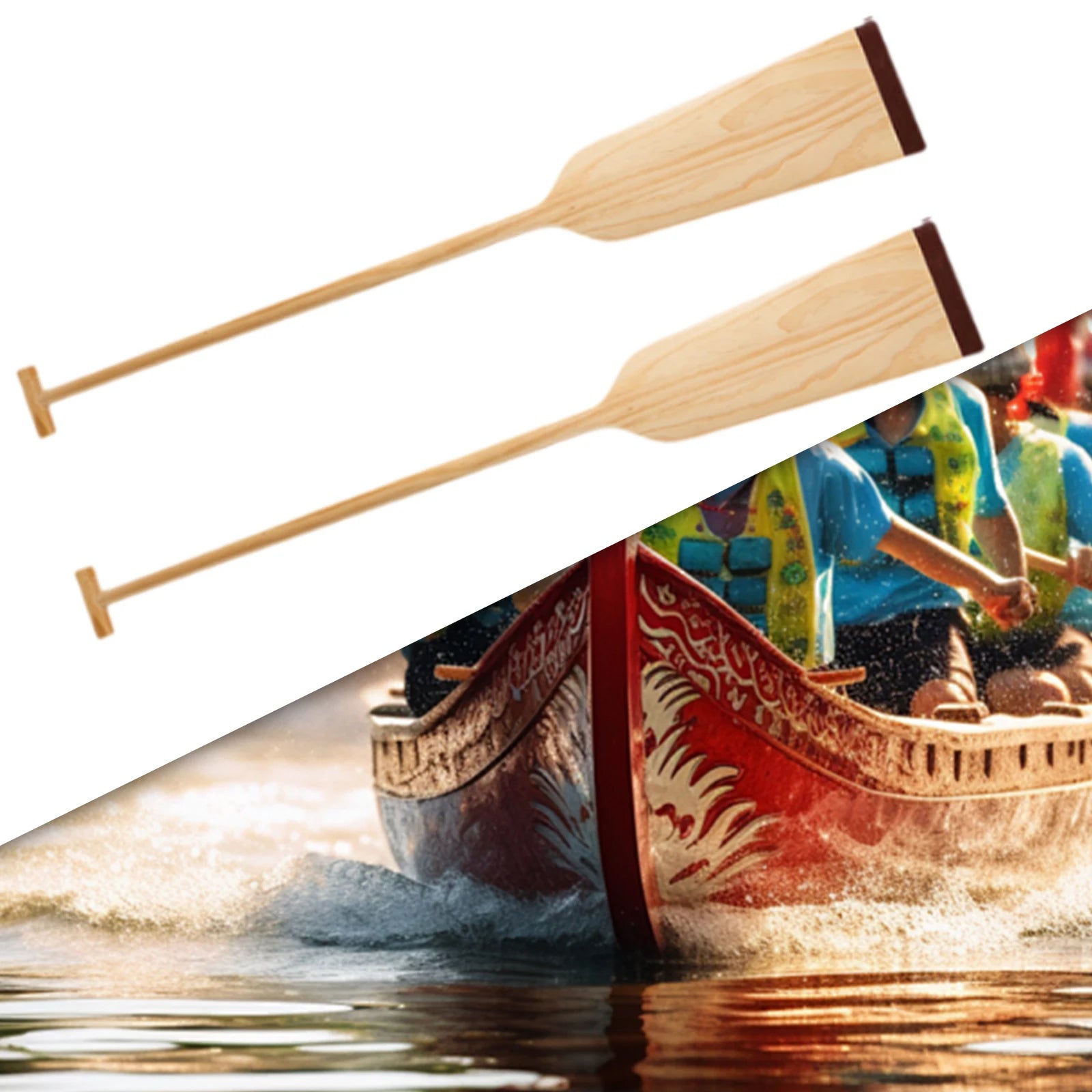 Canoe Paddle Ergonomic Supplies Boat Accessories Sports Beginner Premium Sturdy Dragon Boat Paddle Wood Boat Paddle Rowing Oars