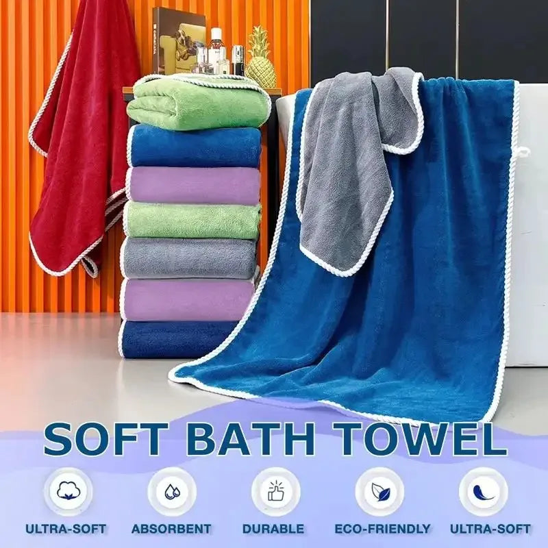 90*180cm Bath Towel - Extra Soft, Skin-Gentle & Super Absorbent, No Shedding, Multi-Color Available, Ideal for Home Baths