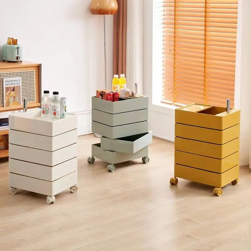 360 Rotary Storage Cabinet Cabinet Movable Multi-Layer Storage Cabinet Simple Modern Bedside Cabinet Living Room Furniture Night