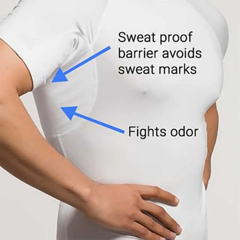 White Undershirts for Men to Control Armpit Sweat Proof Undershirts Sweatproof T Shirt Deep V Neck Mens Gift Sport Base Layer