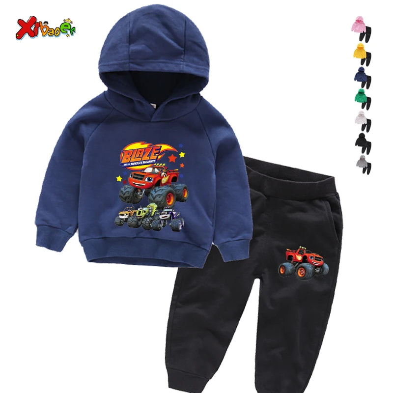 Clothing Sets Children 2 3 4 5 6 7Years Boys Tracksuits Blaze and The Monster Machines  Sport Suits Hoodies Top +Pants 2pcs Set