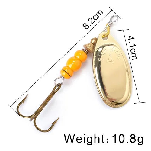 NGB Spinner Bait 3.9g 4.6g 7.4g 10.8g 15g Rotating Spinners Spoon Lures pike Metal With Treble Hooks Fishing Lure