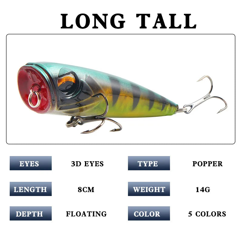 Poppers Fishing Lure Weights 14g Tackle 2021 Accessories Wobblers Goods Artificial Bait Top Water For Pike Fish Double Hooks