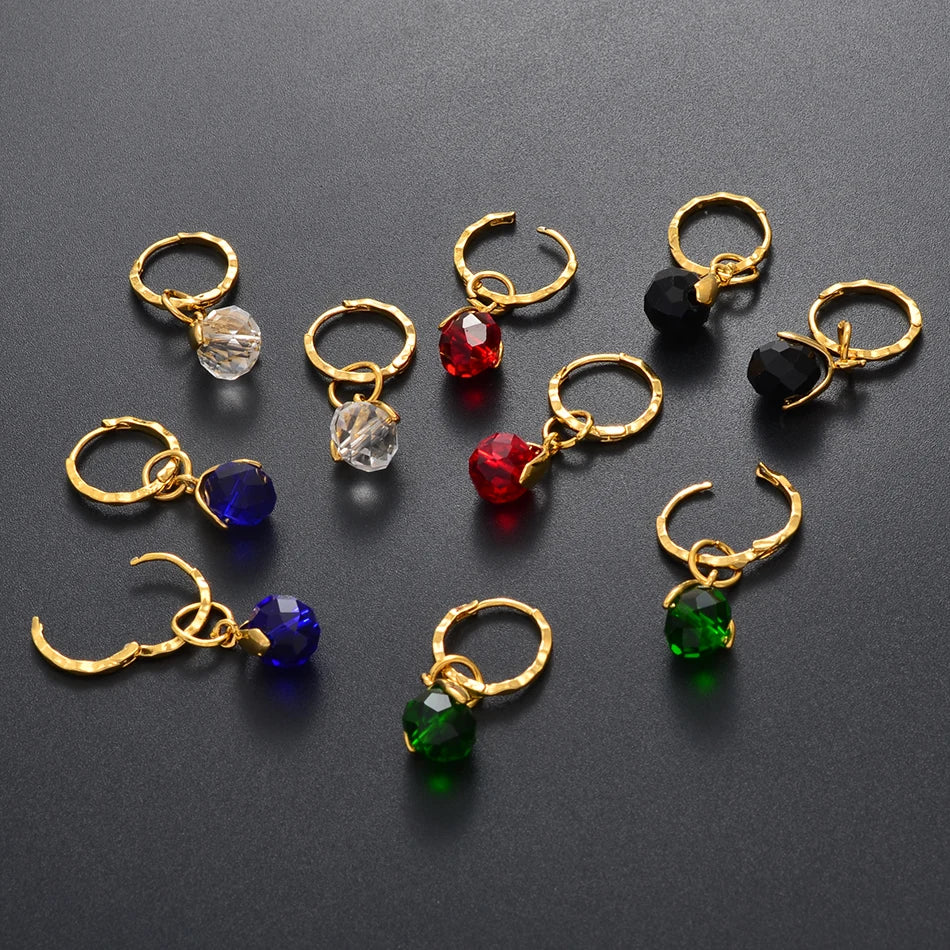 Anniyo Small Stone Earrings for Girls Women With Spring Ring Gold Color Mini Earring Marshallese Micronesia Jewelry #138806