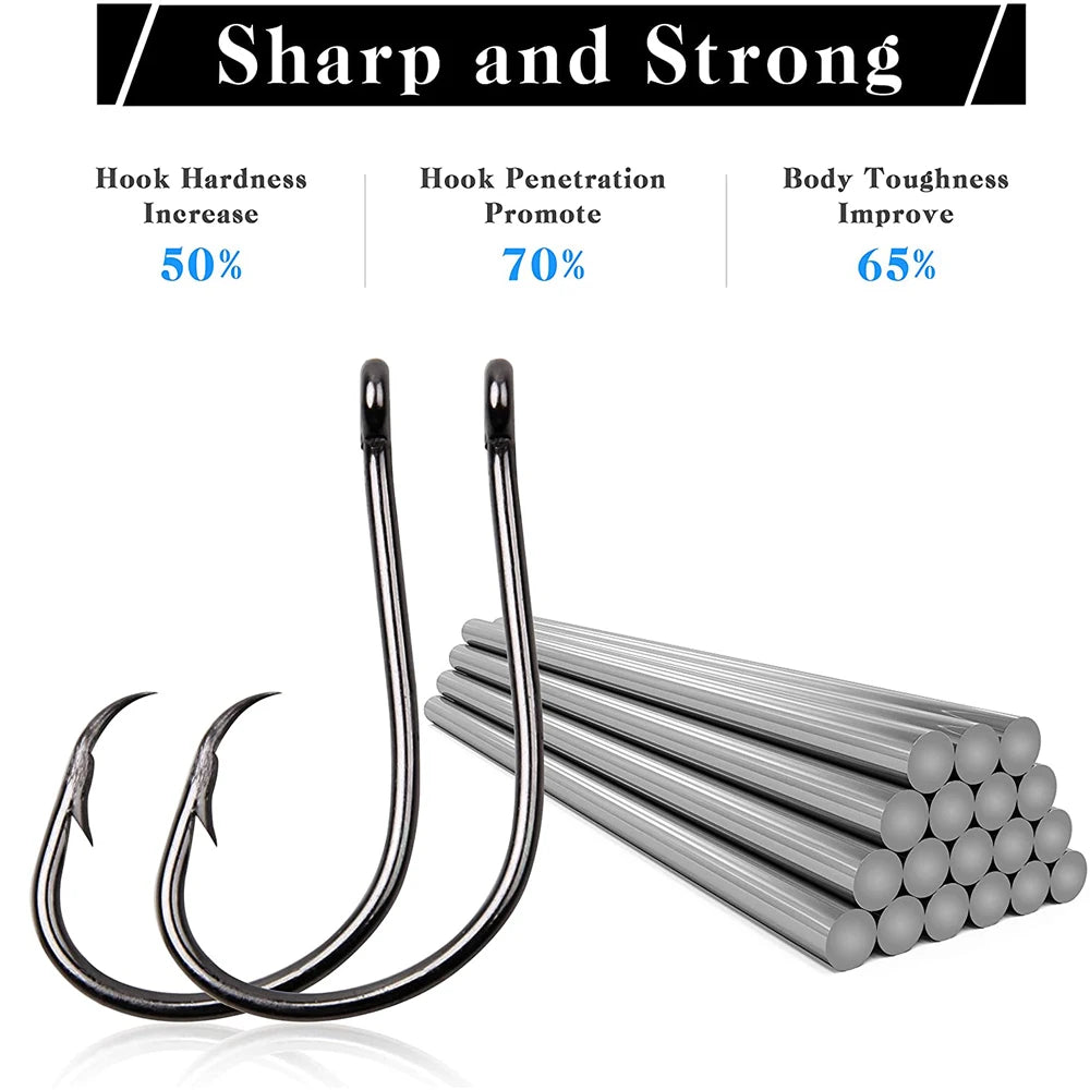 120Pcs Circle Fishing Hooks 1/0-9/0 Saltwater High Carbon Steel Fishhooks Jig Bait Rigs Catfish Octopus Barbed Hooks Tackle