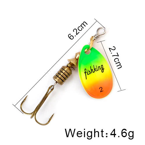 NGB Spinner Bait 3.9g 4.6g 7.4g 10.8g 15g Rotating Spinners Spoon Lures pike Metal With Treble Hooks Fishing Lure