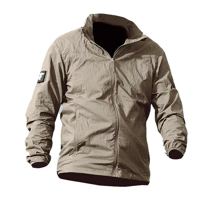 Summer Jacket Men Thin Hooded Raincoat Tactical Breathable Quick Dry Lightweight Hiking Jacket Waterproof Clothes
