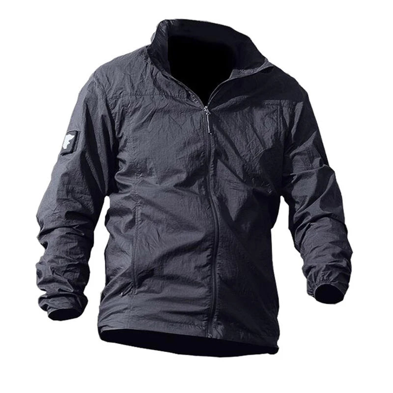 Summer Jacket Men Thin Hooded Raincoat Tactical Breathable Quick Dry Lightweight Hiking Jacket Waterproof Clothes