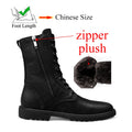Winter Men High Leather Boots Combat Tactical Shoes Hunting Pure Black Plus Big Size 49 50 51 52
