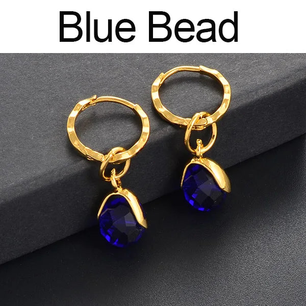 Anniyo Small Stone Earrings for Girls Women With Spring Ring Gold Color Mini Earring Marshallese Micronesia Jewelry #138806