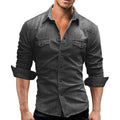 Brand Clothing 2022 Men Denim Shirt Mens Long Sleeve Soft Cotton Slim TShirts Male  Elastic Jeans Cowboy TShirt M-XXXL
