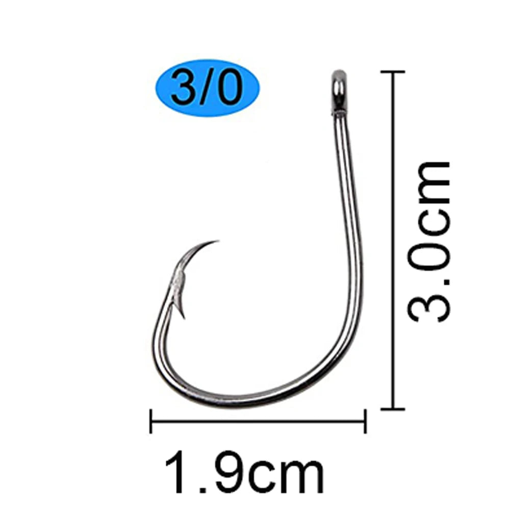 120Pcs Circle Fishing Hooks 1/0-9/0 Saltwater High Carbon Steel Fishhooks Jig Bait Rigs Catfish Octopus Barbed Hooks Tackle
