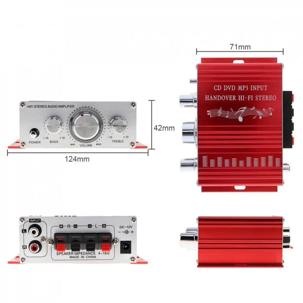 Handover HiFi 2 Channels 12V Car Power Amplifier Stereo Audio Player Support CD DVD MP3 Input for Auto Motorcycle Home