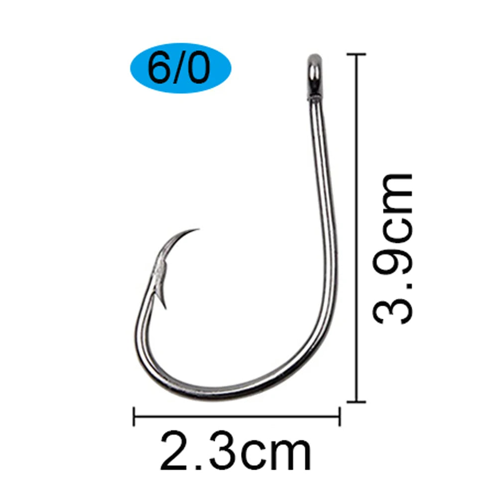 120Pcs Circle Fishing Hooks 1/0-9/0 Saltwater High Carbon Steel Fishhooks Jig Bait Rigs Catfish Octopus Barbed Hooks Tackle