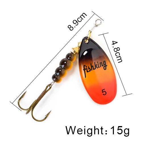 NGB Spinner Bait 3.9g 4.6g 7.4g 10.8g 15g Rotating Spinners Spoon Lures pike Metal With Treble Hooks Fishing Lure