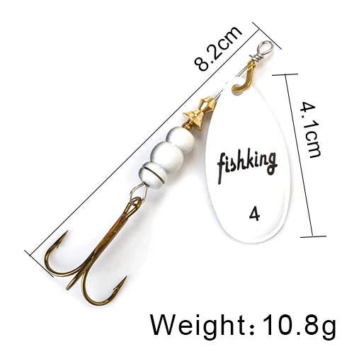 NGB Spinner Bait 3.9g 4.6g 7.4g 10.8g 15g Rotating Spinners Spoon Lures pike Metal With Treble Hooks Fishing Lure
