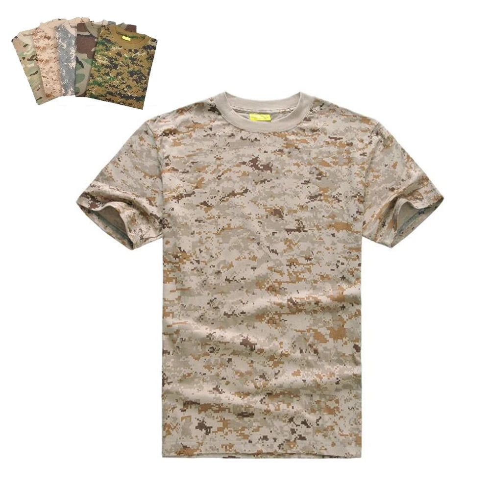 Summer Hunting Camouflage T-shirt Men Breathable Tactical Combat T Shirt Sport Camo Outdoor Multicam Tees