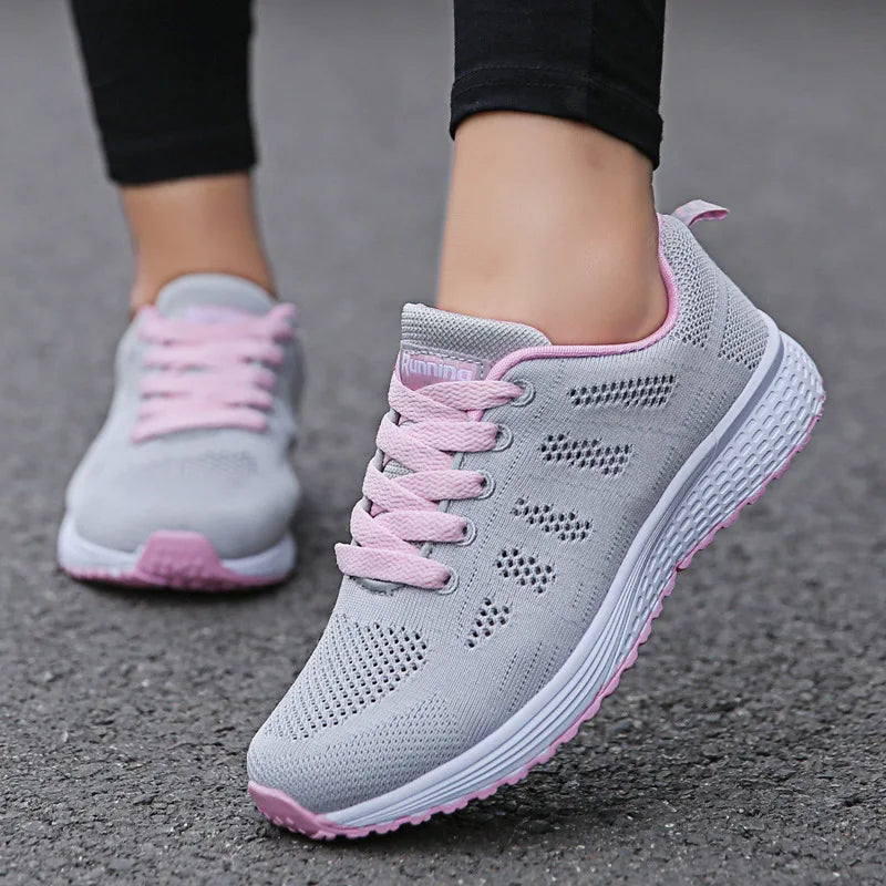 Women's Breathable Mesh Flat Walking Sneakers