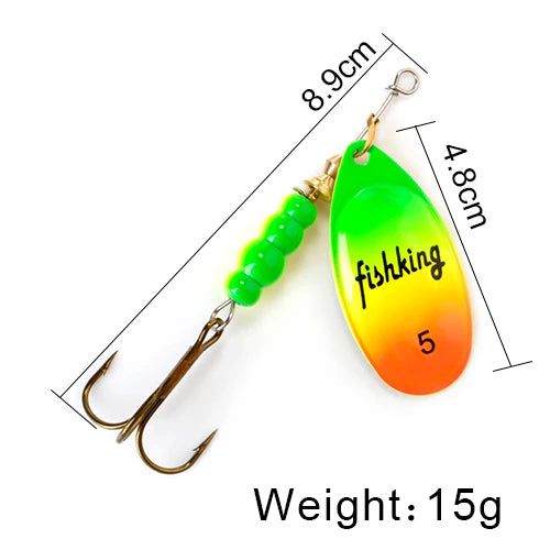 NGB Spinner Bait 3.9g 4.6g 7.4g 10.8g 15g Rotating Spinners Spoon Lures pike Metal With Treble Hooks Fishing Lure