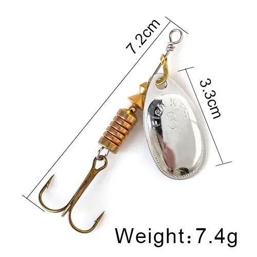 NGB Spinner Bait 3.9g 4.6g 7.4g 10.8g 15g Rotating Spinners Spoon Lures pike Metal With Treble Hooks Fishing Lure