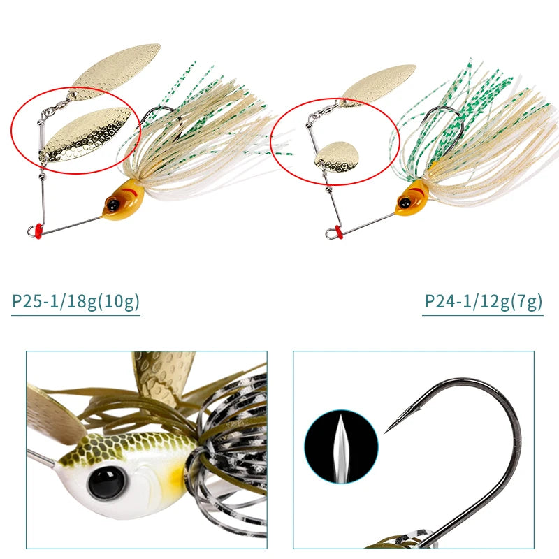 TSURINOYA Spinner Bait Buzzbait Metal Spoon Jig Fishing Lure brand 7g 10g Brass Swimbait Bass 1PCS