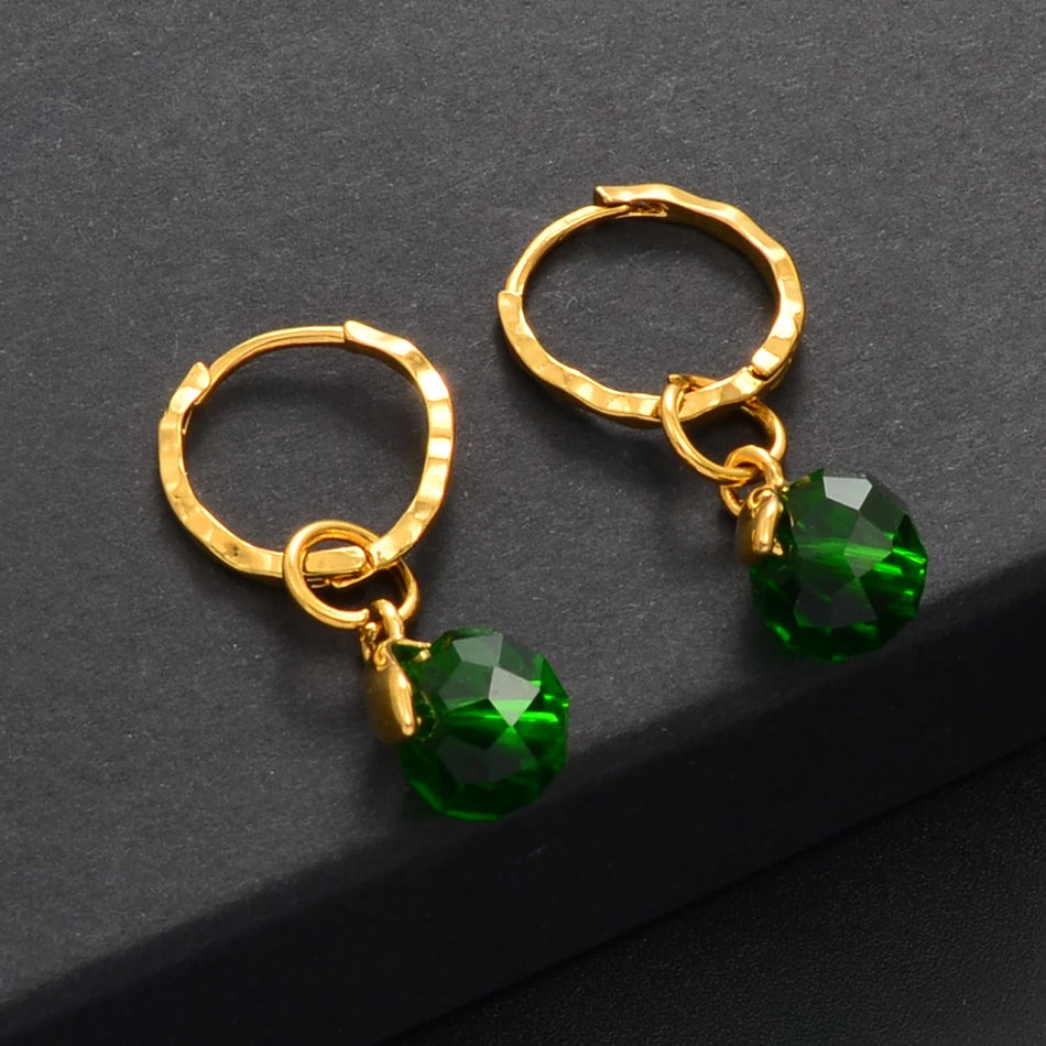 Anniyo Small Stone Earrings for Girls Women With Spring Ring Gold Color Mini Earring Marshallese Micronesia Jewelry #138806