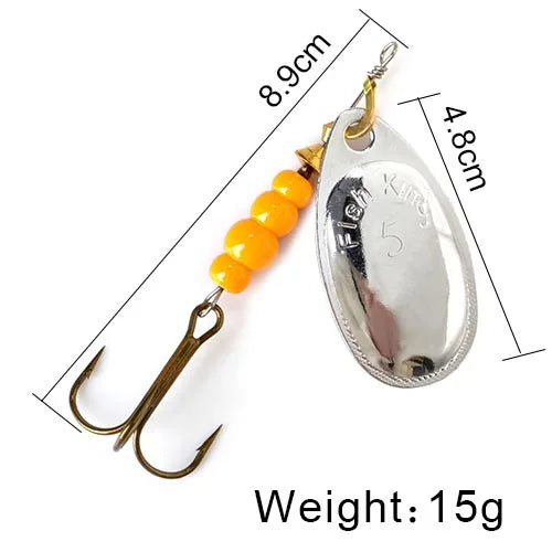 NGB Spinner Bait 3.9g 4.6g 7.4g 10.8g 15g Rotating Spinners Spoon Lures pike Metal With Treble Hooks Fishing Lure