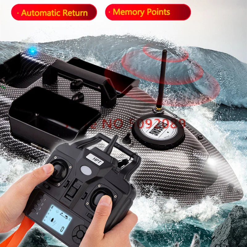 16Point GPS Dual Position Fixed Speed Cruise RC Fishing Bait Boat 2KG 500M 3-Hopper 16 Point GPS Nesting Boat Fish Finder VS V18