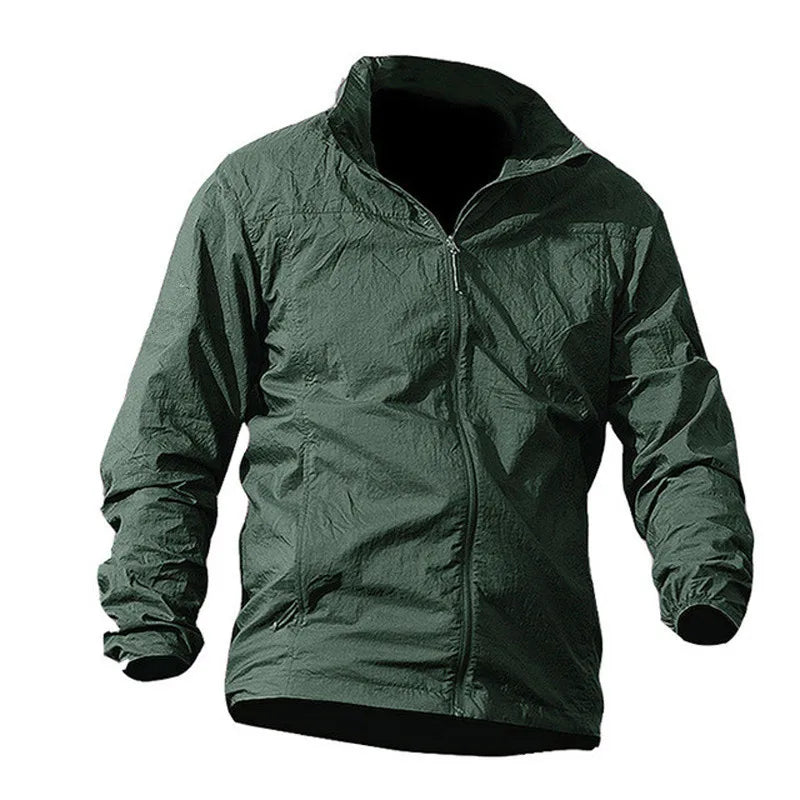 Summer Jacket Men Thin Hooded Raincoat Tactical Breathable Quick Dry Lightweight Hiking Jacket Waterproof Clothes