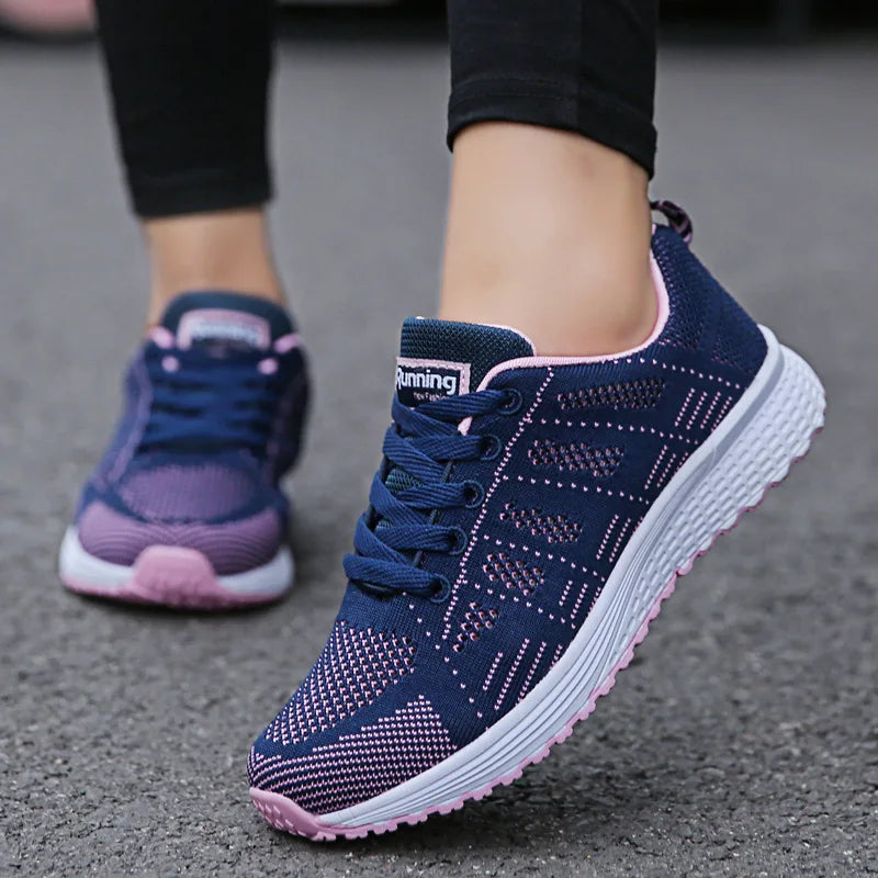 Women's Breathable Mesh Flat Walking Sneakers