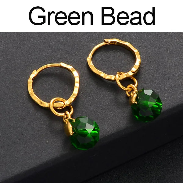 Anniyo Small Stone Earrings for Girls Women With Spring Ring Gold Color Mini Earring Marshallese Micronesia Jewelry #138806