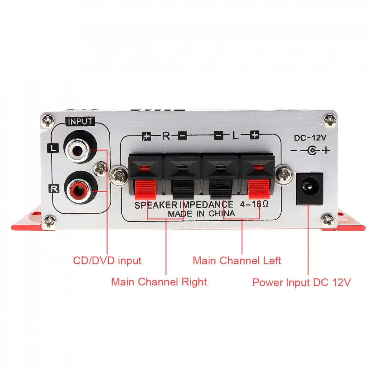 Handover HiFi 2 Channels 12V Car Power Amplifier Stereo Audio Player Support CD DVD MP3 Input for Auto Motorcycle Home