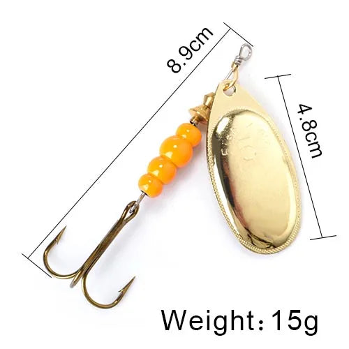 NGB Spinner Bait 3.9g 4.6g 7.4g 10.8g 15g Rotating Spinners Spoon Lures pike Metal With Treble Hooks Fishing Lure