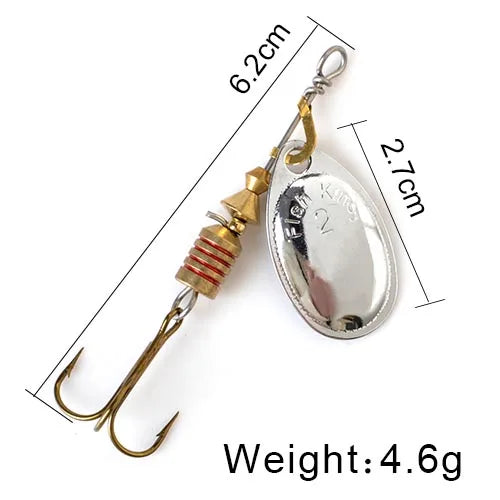 NGB Spinner Bait 3.9g 4.6g 7.4g 10.8g 15g Rotating Spinners Spoon Lures pike Metal With Treble Hooks Fishing Lure